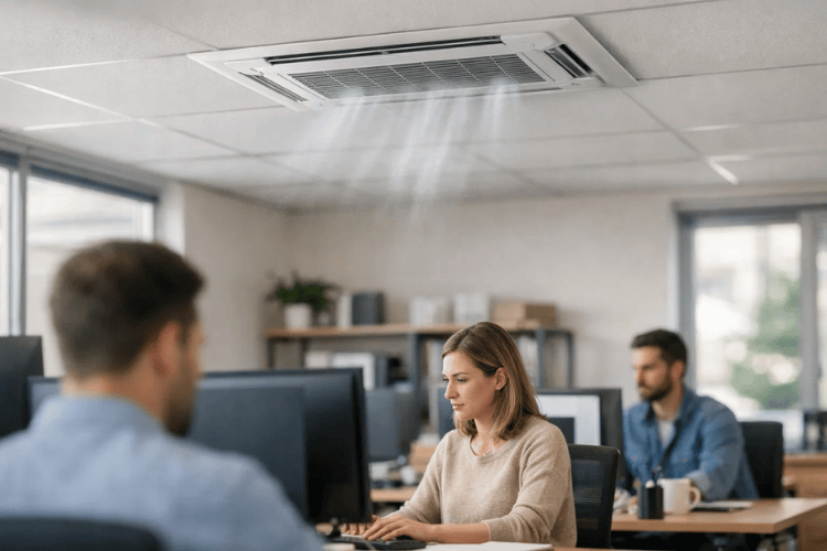 climatisation sur plafond d'entreprise